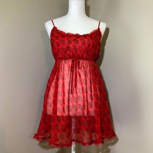 Victoria’s Secret Red Babydoll Ruffle Night Gown L